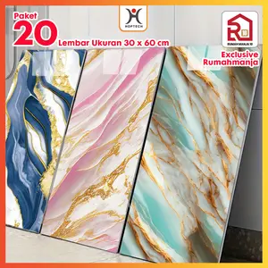 (Exclusive RumahManja) - PAKET 20 LEMBAR Wallpaper dinding Marmer Marble 30 x 60 cm /  Vinyl Marbel Granit / Stiker Lemari Cabinet Marbel