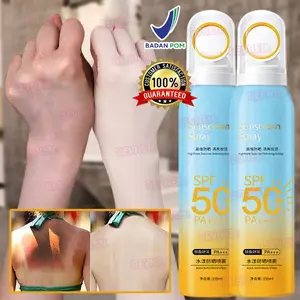 BPOM Asli - Outdoor Sunscreen Spray Whitening Sunblock SPF50 PA +++ Wajah Dan Badan Sunscreen Sun Protect & Moisture UVA/ UVB Protection Sunblock Pelindung dari Sinar Matahari Tidak Lengket Tahan Air Double Whitening Lightweight Refreshing Mencegah