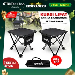 [HITAM] Speeds Set Kursi Lipat Outdoor Camping Portable Bahan Oxford Furnitur Berkemah Camping Furniture Indonesia 031-11