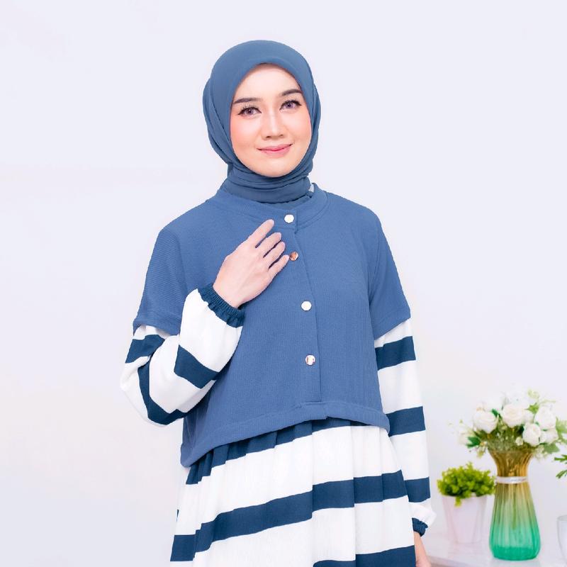Tania Dress Gamis Salur Knit Gamis Murah Gamis Daily Gamis Busui Terbaru 5