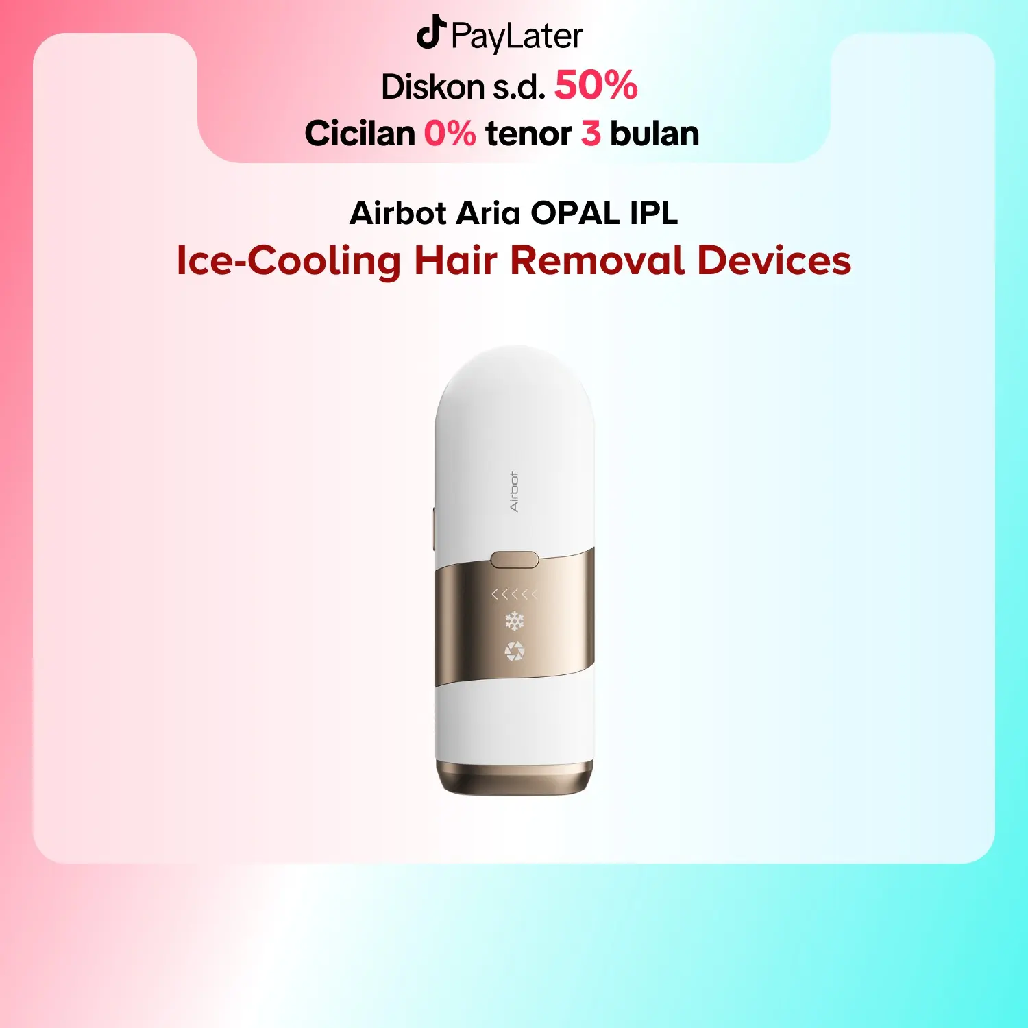 Airbot Aria Opal Gold IPL Hair Removal | Cooling Function | Auto-Glide Mode | Alat Perawatan Penghilang Bulu Permanen Ketiak, Tangan, Kaki, Wajah | Tubuh Bebas Bulu