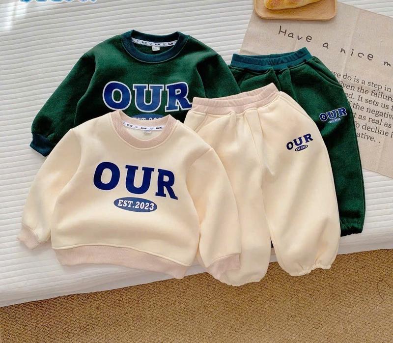 Bộ nỉ trẻ em lót lông dày ấm mùa thu đông 2023, bộ nỉ cho bé trai bé gái chất nỉ bông cưc dày và ấm cho bé từ 10-28kg