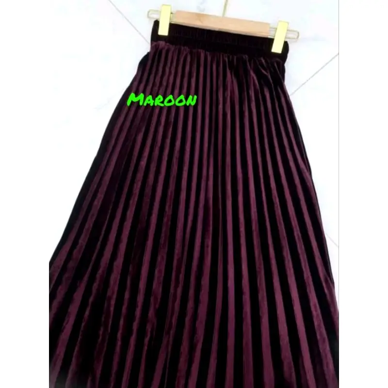 Rok plisket velvet 7/8 || Rok plisket bludru || Rok plisket bludru premium || Rok bludru pendek Dewasa Wanita Bawahan Cewek 3