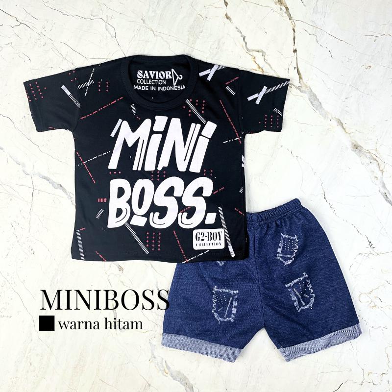 Set Anak Bayi 0-12bulan Mini Boss Keren Halus Katun 100% SNI Bayi Baru lahir Cowok Katun Nyaman Denim Parsel 3