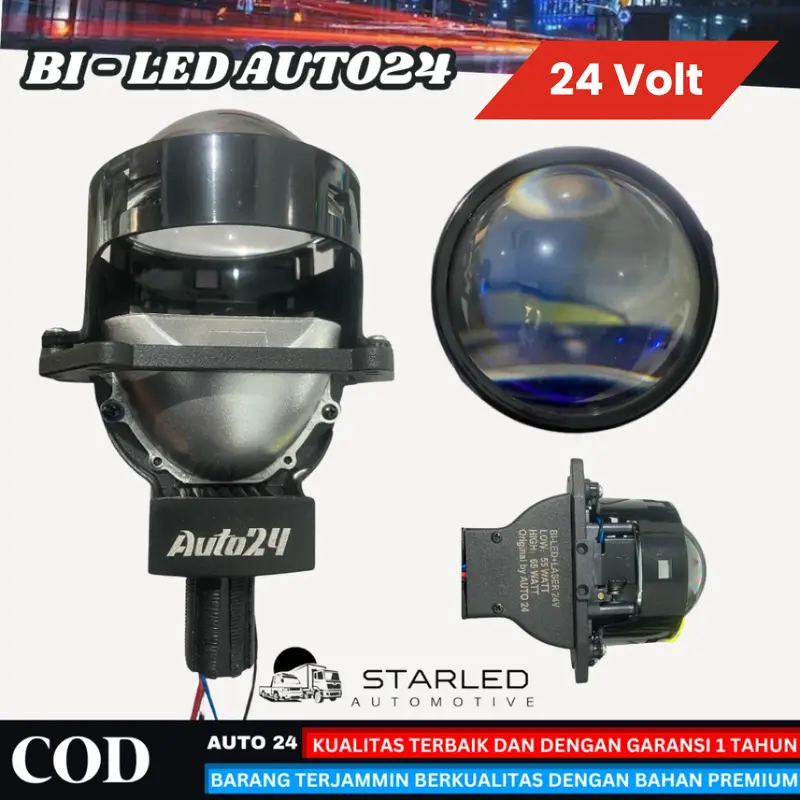 AUTO24 LAMPU BI - LED 24VOLT LAMPU PROJIE 55W 65W LAMPU PROJIE BILED UKURAN 3 INCH LAMPU DEPAN KENDARAAN MOBIL TRUK Car 0