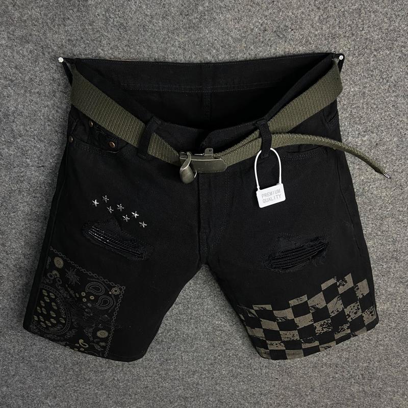 Celana Jeans Pendek Sobek Hitam Denim Keren MODEL 27