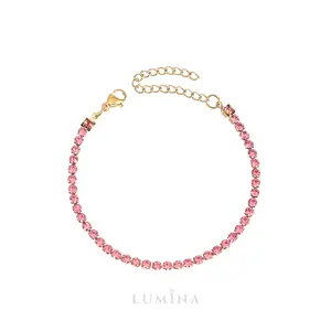 Lumina Jewels - Gelang Stainless Steel Gold Plated 14K Krystal Batu Anti Karat Emas Silver Hitam