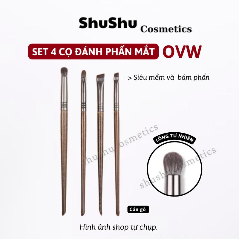 Set 4 cọ trang điểm OVW N48 N63 N61 N74 lông tự nhiên kẻ mày kẻ mắt che khuyết điểm làm đẹp SHUSHU COSMETICSS