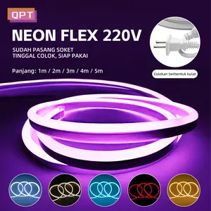 QPT Mall Paket Lampu Neon Flex 220v 1m 2m 3m 4m 5m  Led Selang Fleksibel 220v Warna Neon Outdoor DIY Strip