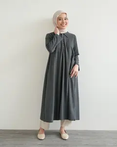 MISTYVORI | Mirae Tunik Bahan Polo Kancing Muslim Wanita Panjang Atasan Oversize Rayon Viscose
