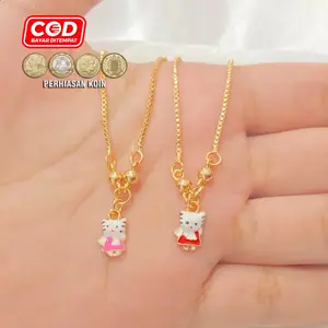 Kalung Anak Xuping 35cm Motif Kumis Kucing Warna Gold Kids Fashion