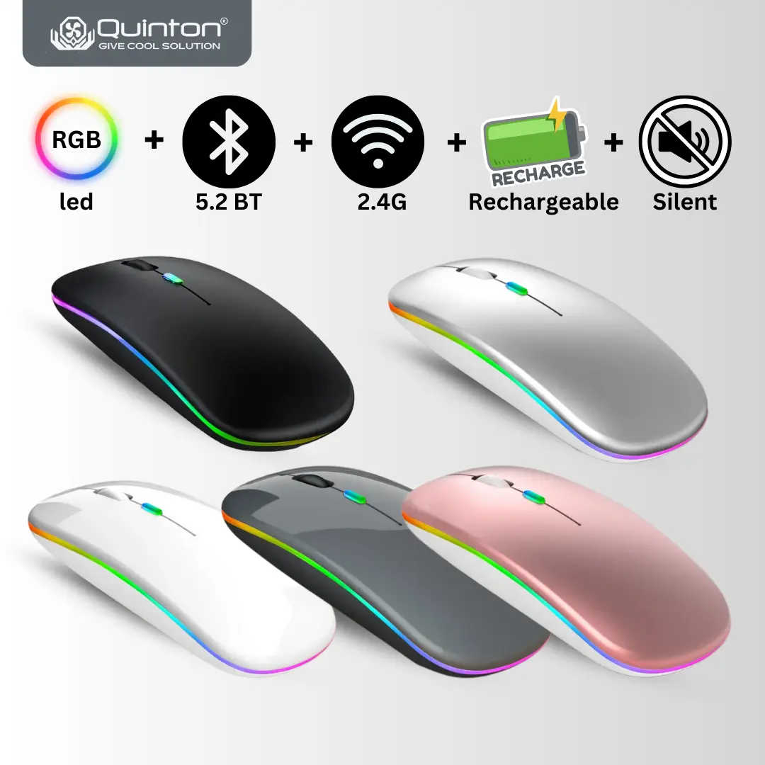 Mouse gaming Wireless X1 Rechargeable Led RGB 2.4G dan 5G bluetooth 800/1200/1600DPI 2Mode led For PC,Laptop. android Computer Baterai rechargeable mouse  bluetooth tampa Kabel