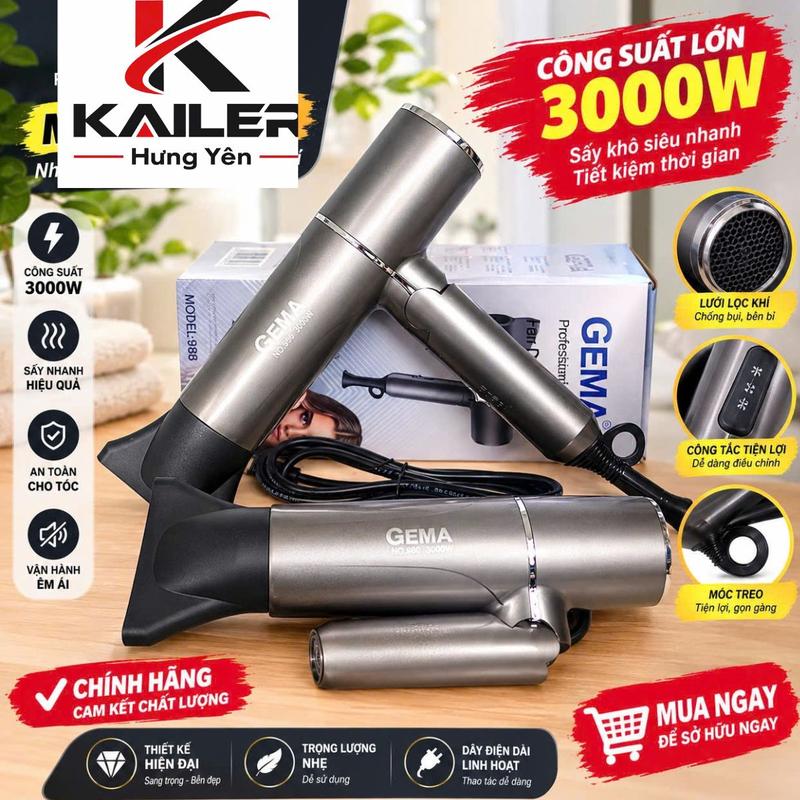 KAILER- - Máy Sấy Tóc Gấp Gọn Cao Cấp 2 chiều nóng lạnh,công suất 3000w