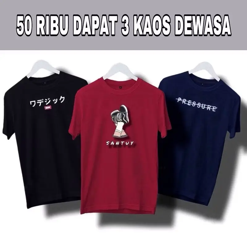 PAKET HEMAT 3 KAOS DISTRO KEREN PRIA MOTIF TERBARU