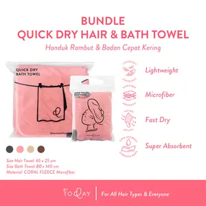 Handduk By Today Special Bundle - Handuk Rambut Coral Velvet Microfiber dan Handuk Mandi Microfiber