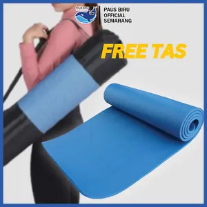 Paus Biru -  Matras Yoga Jumbo 8mm FREE Tas - Yoga Mat Anti Slip Bahan NBR - Alas Olahraga di Rumah