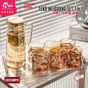 Mall Perabot | Set Teko Air Kaca Fixture 7 In 1 | Kettel Air Kaca Mountain 5 In 1 | Teko Set Picher Glass Tea Gagang