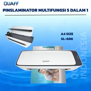 Mesin Laminasi QUAFF SL688 A4 5in1 Hot & Cold dengan Fungsi Potong & Lubang – Paket Bundling
