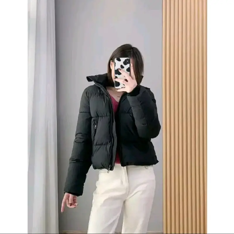 Jaket Puffer Crop Wanita Soft Parasut Waterproof Jaket Winter Crop Wanita  Jaket gelambung  Musim Dingin Panjang Nyaman 3