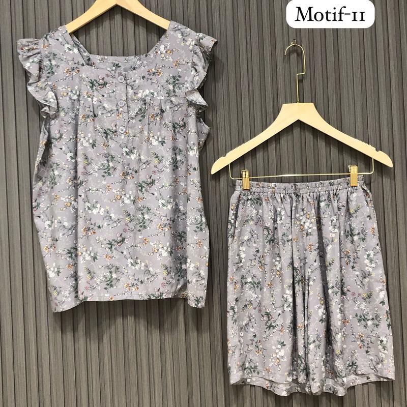 [ SALLY ] LD110/120/130/140 Setelan Baju Tidur Rayon Premium Motif Yukensi Celana Pendek Standar Jumbo Bigsize Busui-Friendly 7