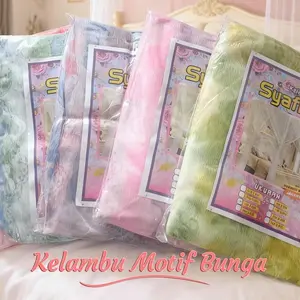 Kelambu Tidur Motif Bunga Tersedia Berbagai Ukuran dan Varian Warna Cantik Bahan Kuat Mudah Dirakit dan Anti Nyamuk