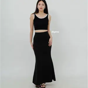 BIGIMO - Rok Duyung Lunar Mermaid Skirt Korean Style Basic Pesta Scuba Premium Pinggang Full Karet Nyaman Seharian Panjang Bawahan Dewasa Remaja Fit Wanita