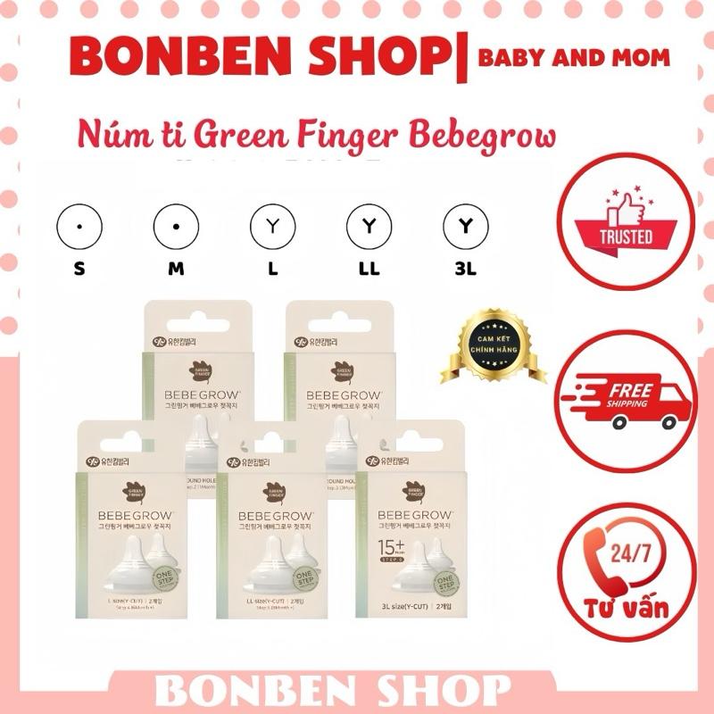 Núm ti bình sữa GREEN FINGER Hàn Quốc mềm mại 2 van thoát khí