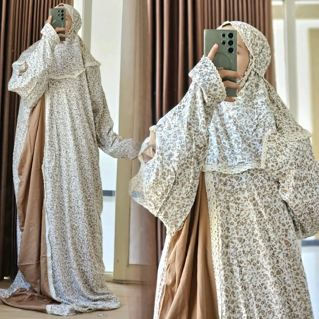 Mukena Namira️ Original Branded by Al-Adawiyah |  Rayon Motif Cantik Terusan Mukenah Renda