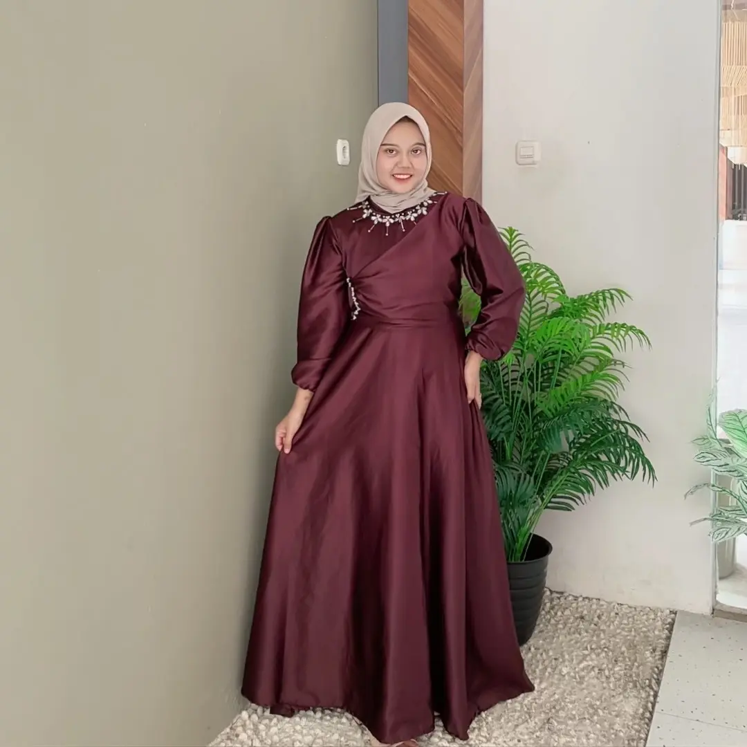 Syifa Dress Kondangan 2026 Size S-5XL Bridesmaid Lamaran Prewedding Mayung Lebar Payet Mutiara Tali By Azzuracollection