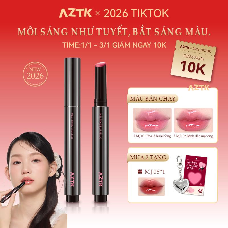  Son Bóng Dạng Thạch AZTK Son Môi Tráng Gương Sáng Bóng Son Bóng Dưỡng Ẩm Màu Nude Bộ Cửa Hàng Chính Thức 2 Miếng 1.9g + 1.9g 