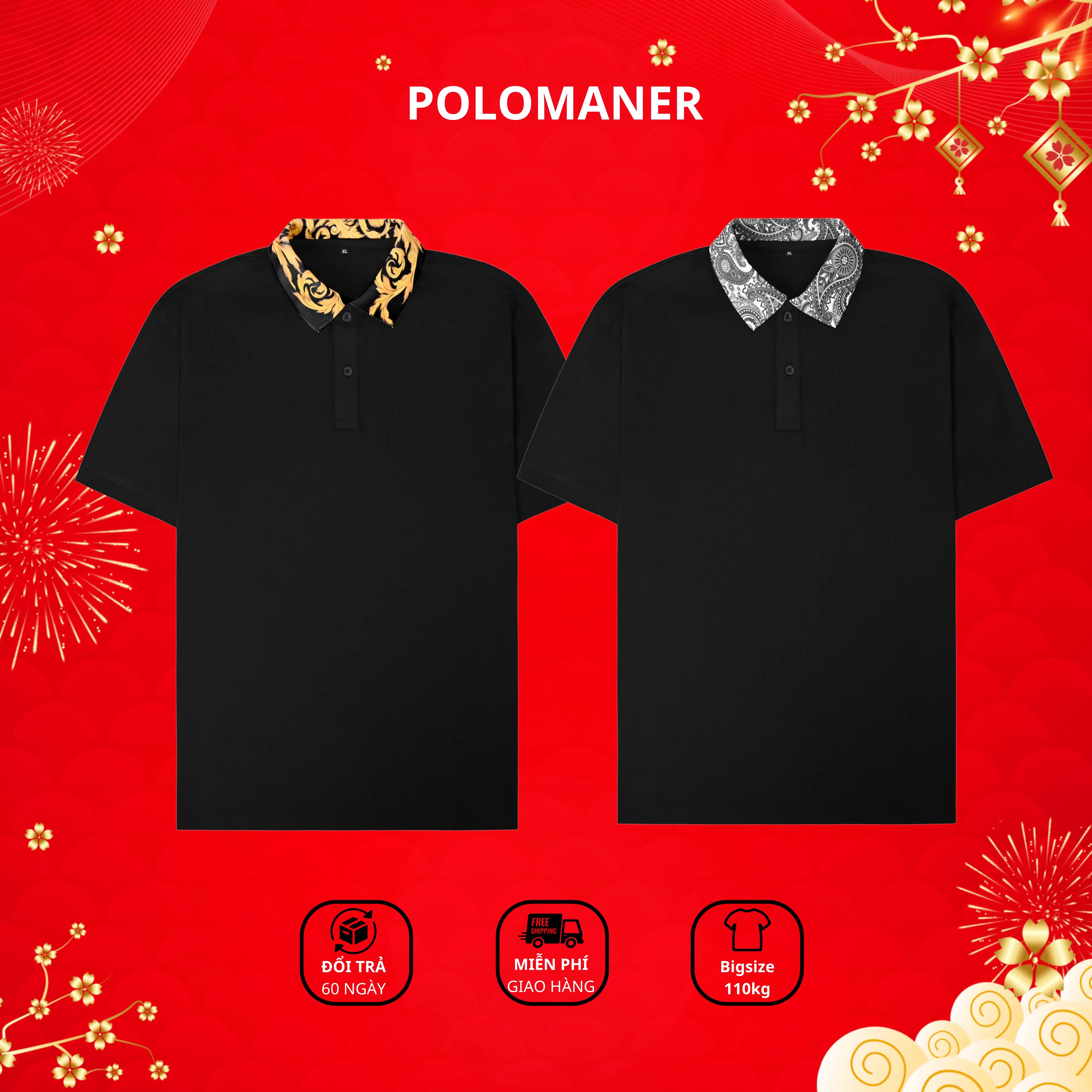 [ COMBO 2 ÁO ]  Áo Thun Polo Nam Cổ Bẻ Họa Tiết Hoa Văn Sang Trọng Chất Liệu CVC Thấm Hút Tốt Có Bigsize - Polo Hoa Văn