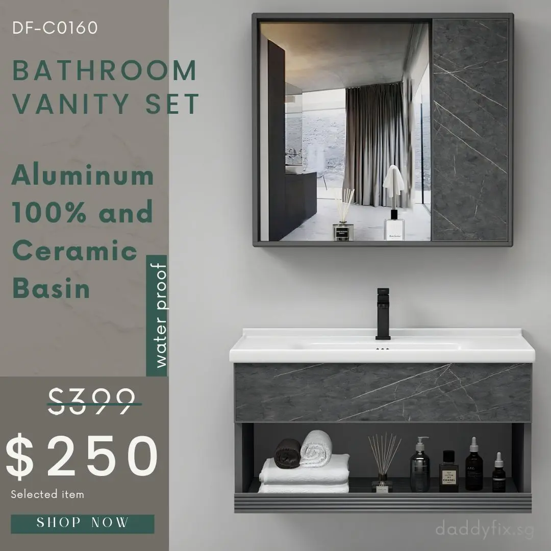 SG /Stocks 60cm Aluminium Waterproof Basin Vanity Set/bathroom cabinet/toilet wash basin