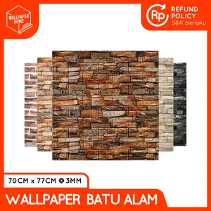 Wallpaper Dinding 3D Foam Motif Batu Bata Real 70 x 77 cm - XPE Foam Anti Air dan Anti Noda
