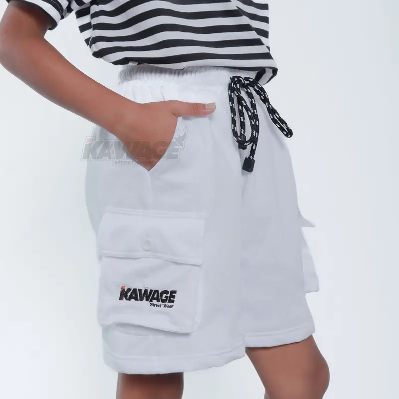 kawage celana cargo pendek anak laki laki celana pendek unisex usia 8-14 tahun bahan pleece tebal 2