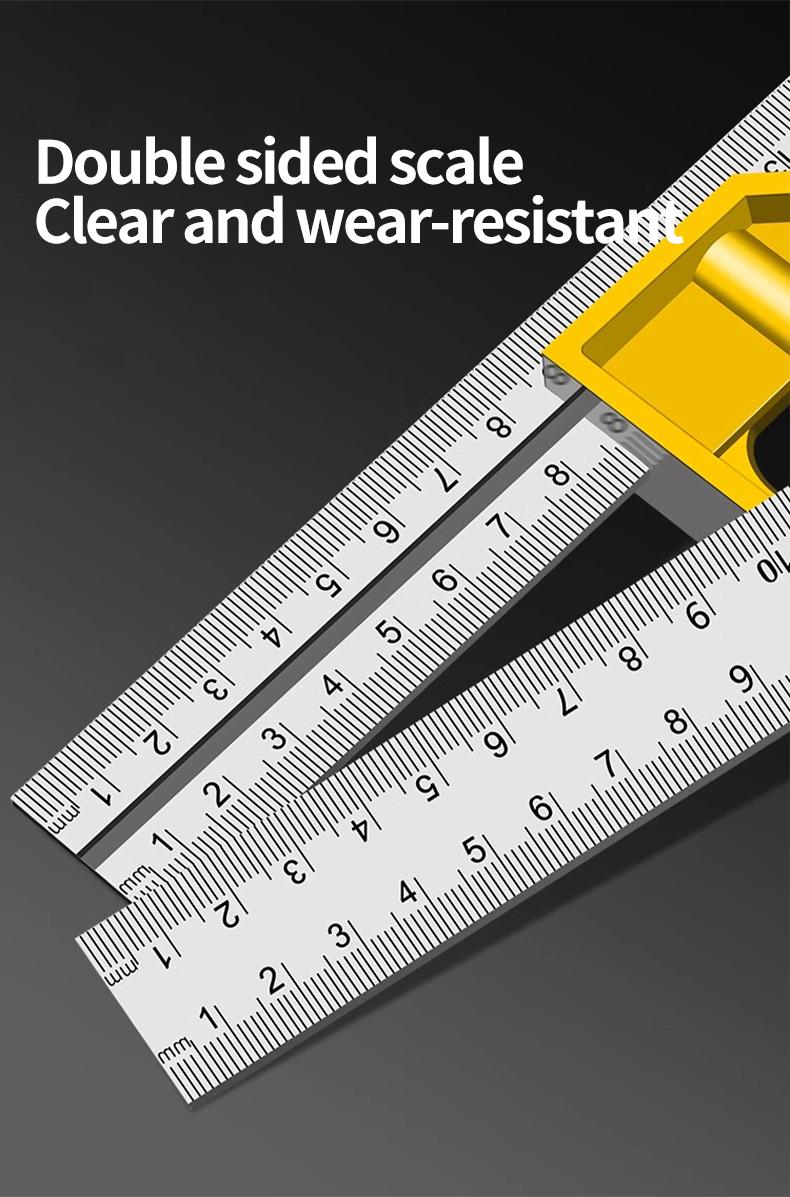 Product Introduction of Stainless steel square ruler horizontal right angle ruler 90 degree measuring ruler triangle ruler woodworking ruler multifunctional angle ruler steel ruler 2