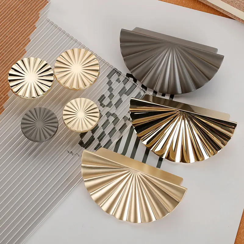 Light luxury gold semi-circular handle cabinet, wardrobe drawer, shoe cabinet, door handle, circular hardware furniture handle