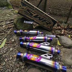 Knalpot SILINCER SALEMBA TITANIUM EDITION Original SWR Racing Mesin Kendaraan Sarangan Fulll Sarangan Bor Foto Hp Cocok untuk All Matic Inlet 38 Motorcycle Slincer boran  std beat esp