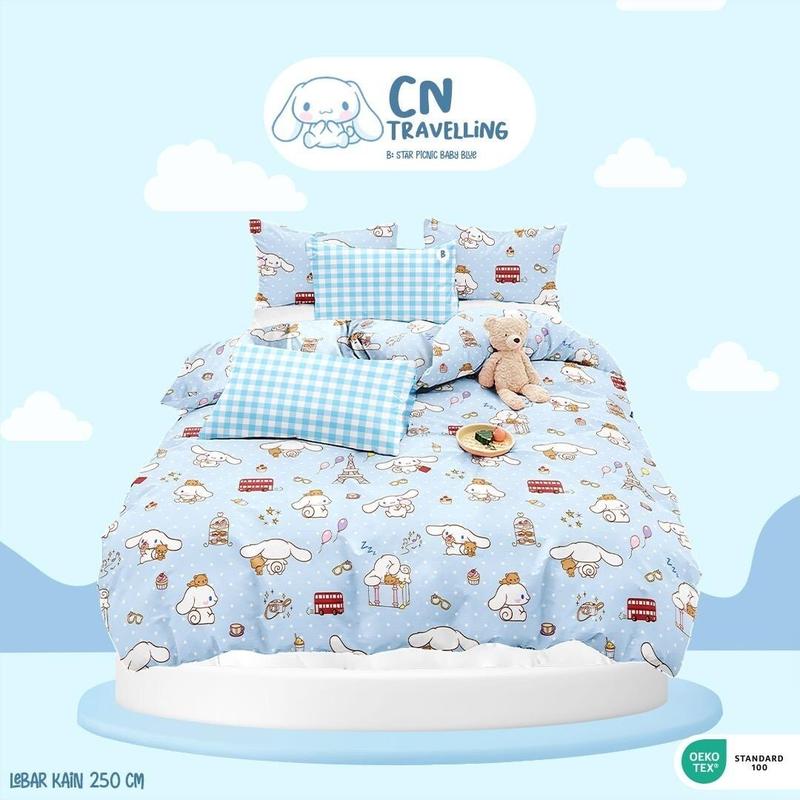Sprei Gania Katun Lokal Cinnamoroll Super Adem Halus Tidak Berbulu 1