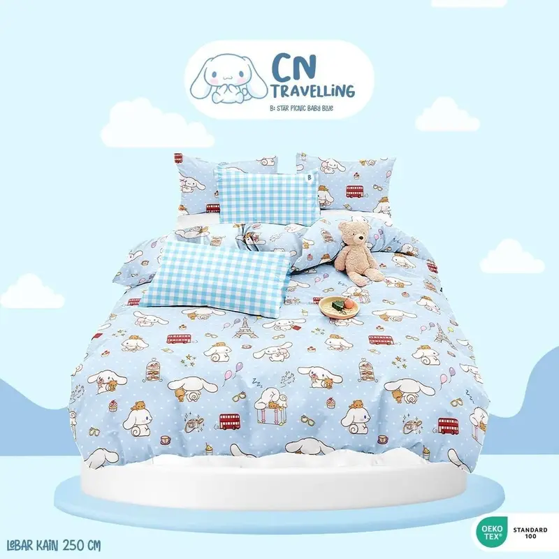 Sprei Gania Katun Lokal Cinnamoroll Super Adem Halus Tidak Berbulu 1