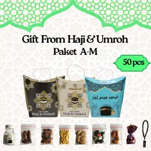Paket Oleh oleh Haji dan Umroh isi 50 paket kemasan dus tali, hampers souvenir makanan khas arab Hadiah Gift Food Snacks