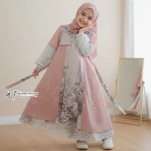 WF | EDISI RAYA Gamis Zahwa bahan ceruty  motif full puring model terbaru