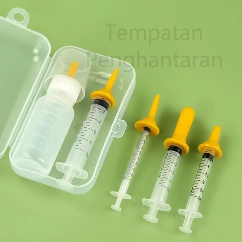 Set Penyumpan Picagari Puting, Alat Penyusuan, Dispenser Air Susu, untuk Kucing, Anak Kucing dan Anjing Kecil Botol Penyusuan Haiwan Peliharaan