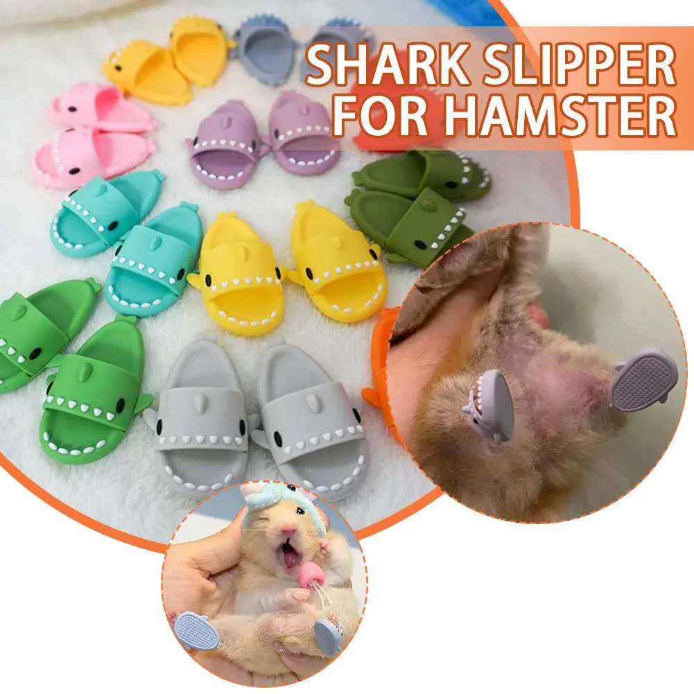 Dép Cá Mập Mini, 1 Đôi, Làm Bằng Silicon, Thích Hợp Cho Thú Cưng Hamster Và Nhím, Giày Dép Cá Mập Vui Nhộn