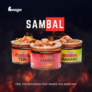 Booga Food - Paket Hemat komplit Sambal Pedes 3 Pcs Bawang Cumi Teri senggol dong Sambel Kemasan 3