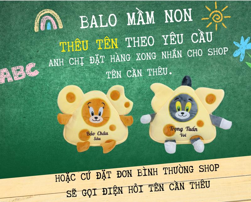    Balo Thêu Tên   Balo Tom and Jerry Thêu Tên Theo Yêu Cầu Cho Bé DÀNH CHO BÉ YÊU Thiết Kế Độc Đáo 