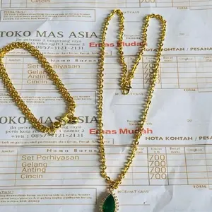 Free surat set mas muda terbaru liontin permata hijau