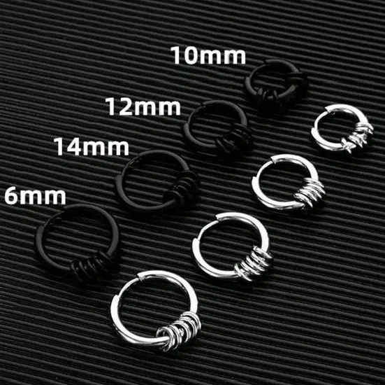 ANTING TINDIK HOOP KOMBINASI RING SILVER PRIA DAN WANITA Earrings