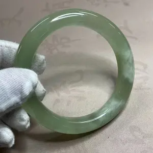 Gelang Bangle Giok Xiuyu Xiuyan Hijau Muda Motif Susu 100% Asli Alami Bersertifikat