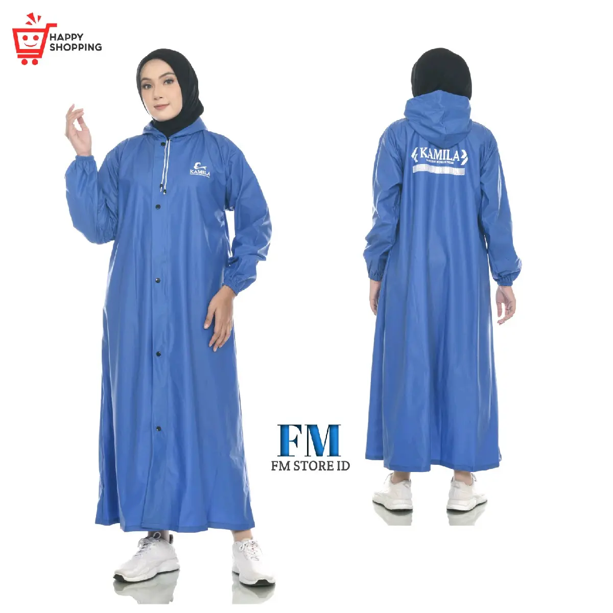 jas hujan muslimah model gamis bahan PVC 0.25 anti rembes KAMILA