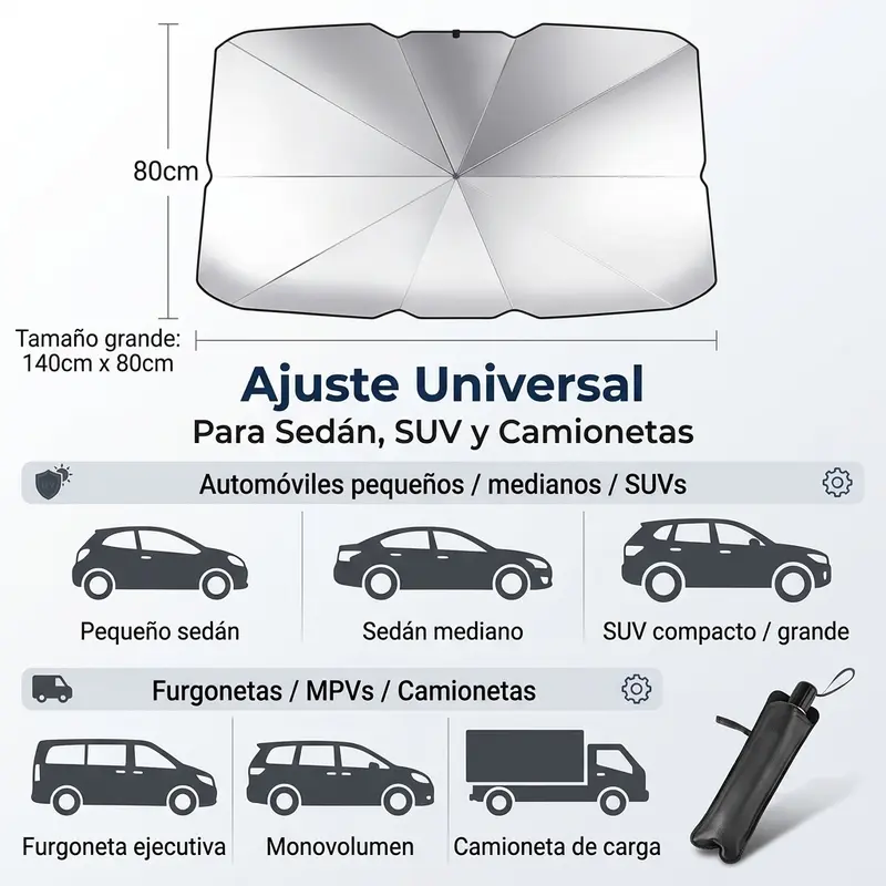 Parasol protector para parabrisas delantero de automóvil, cortina solar retráctil para ventanas con efecto anti calor y protección contra rayos solares, accesorio práctico para vehículos que reduce la temperatura interior y protege el interior del coche en días de mucho sol - Foto 5